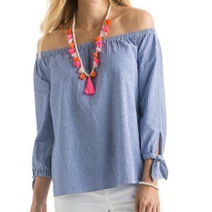 Vineyard Vines Seersucker Textured Off The Shoulder Top size 4